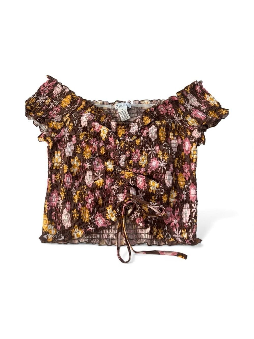 Rue21 Brown Pink Floral Crop Top